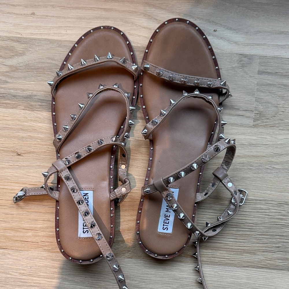 Steve Madden Beige Studded Sandals